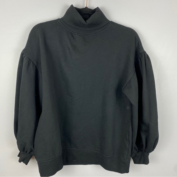Zara Knit Bell Sleeve Cotton Oversized Turtleneck Sweater Small Black - Picture 2 of 11